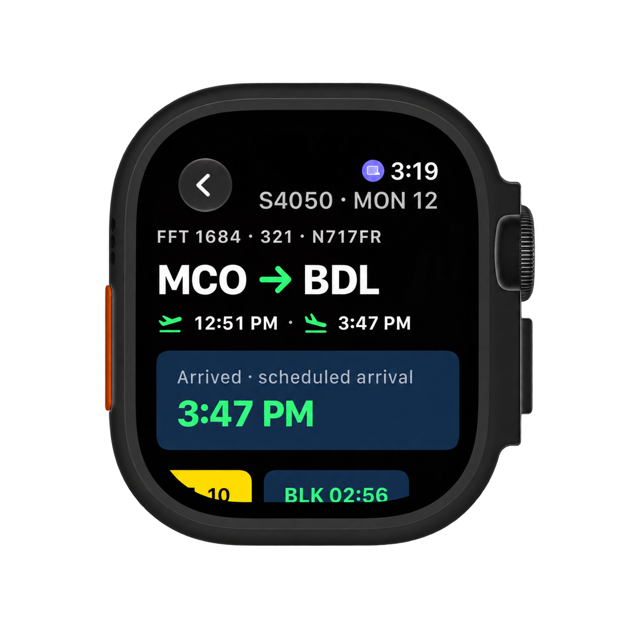 Crewline live trip details on Apple Watch